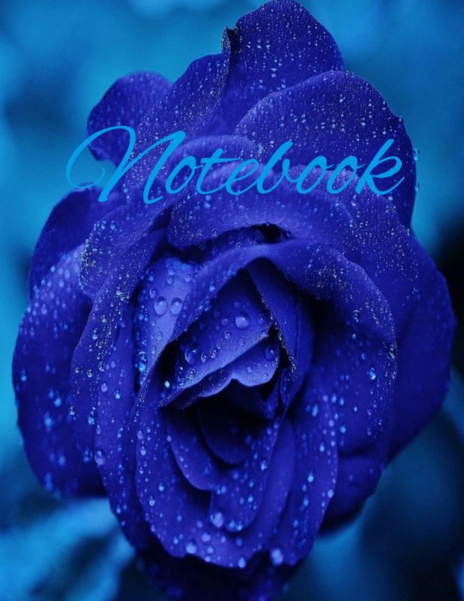 Beautiful Composition Notebook - Dark Blue Rose with Dew- College Ruled 150 Pages -8.5x11 Paperback
