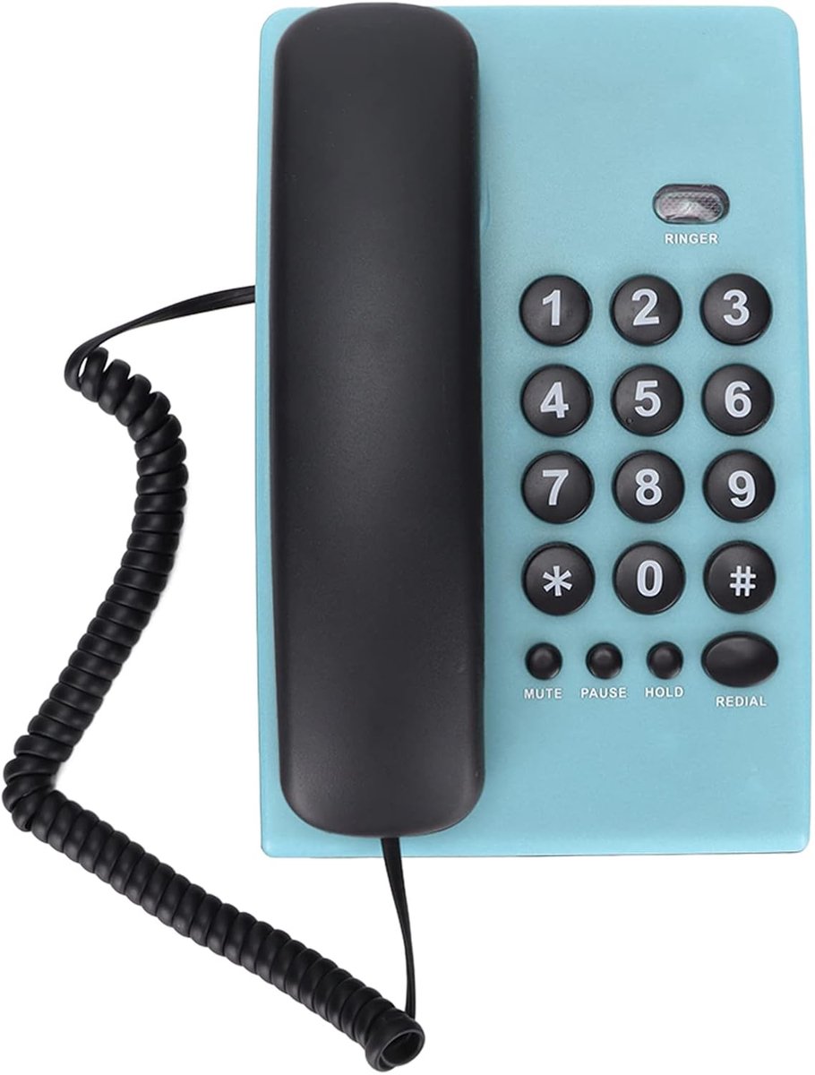 Bedrade Telefoon voor Thuiskantoor, Mode Desktop Vaste Multifunctionele Telefoon met Dubbele Magnetische Handset, Verstelbare Beltoon(blauw)