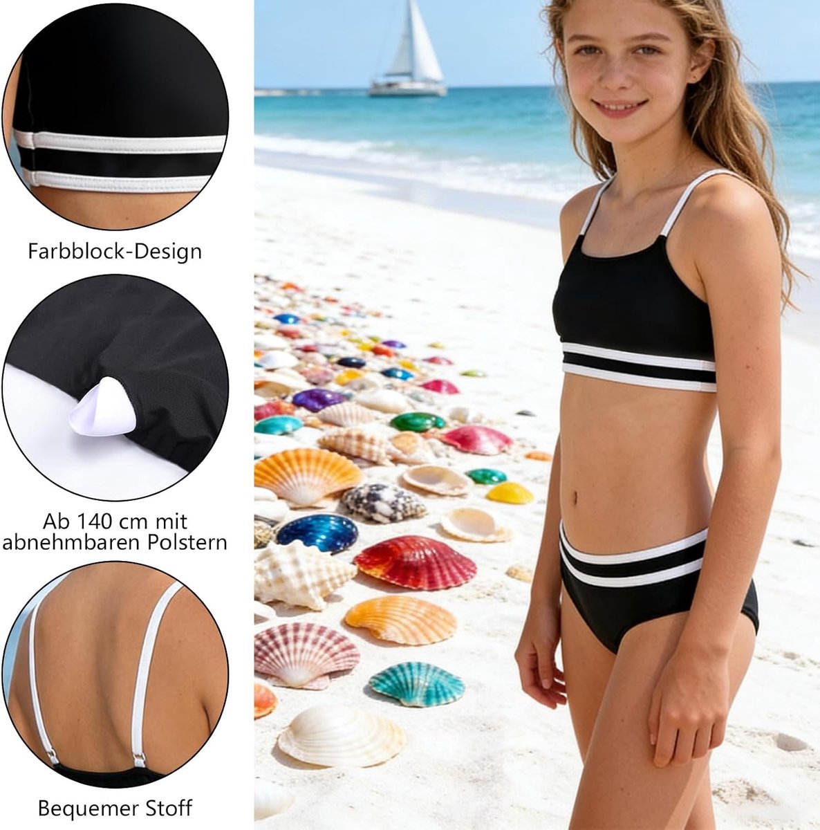 Bikini voor meisjes met verstelbare bandjes, 2-delige bikini tienermeisjes, badpak voor meisjes, 116-164 cm