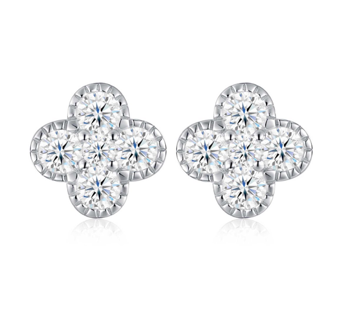 WK Moissanite Collectie – Luxe Moissanite Oorknopjes Dames 7 × 7 mm – 925 Sterling Zilver – Briljante Edelstenen – Tijdloos Design – Inclusief Geschenkdoos – Zilver