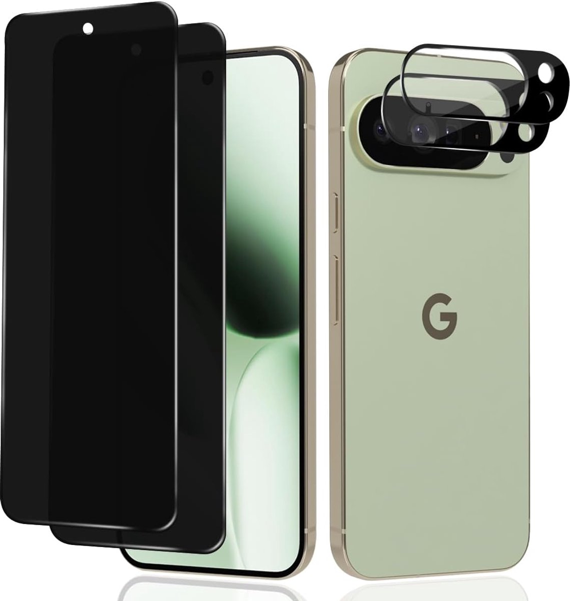 Privacyscherm compatibel met Google Pixel 10 Pro XL en cameralensbescherming, 2 + 2 stuks, hardheidsgraad 9H, anti-spion, gehard glas, zonder luchtbellen