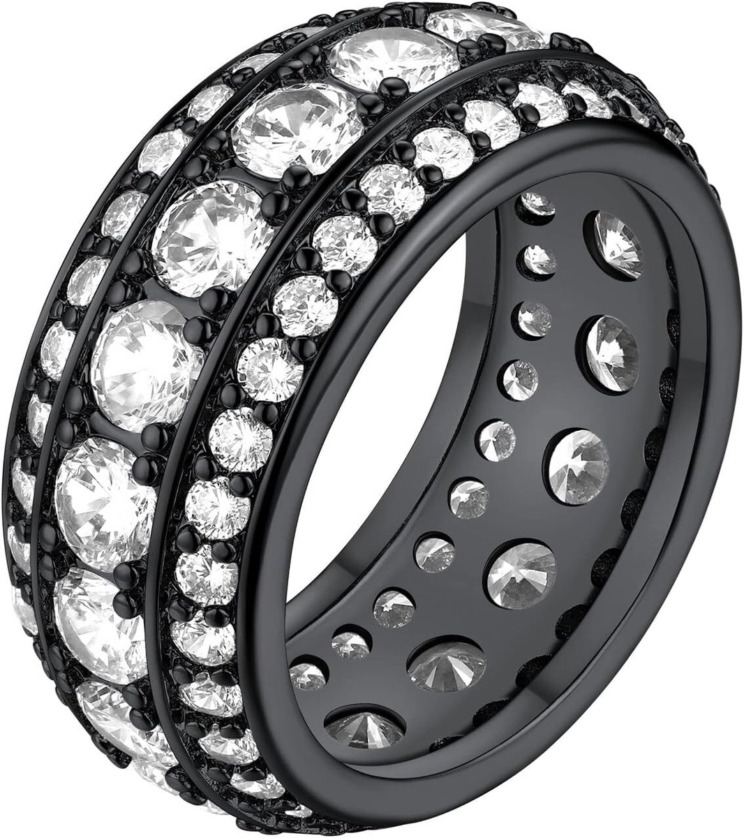 Zirconia Ring voor Mannen Vrouwen Ice Ring Bling Hip Hop Rapper Ring, Goud