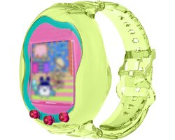 Beschermhoes voor Tamagotchi Uni, zachte anti-val, stootvaste hoes, elektronische huisdieraccessoires met polsband, bescherming voor virtuele huisdier-spelmachine (transparant groen)