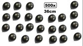 500x Super kwaliteit ballonnen metallic zwart 36cm