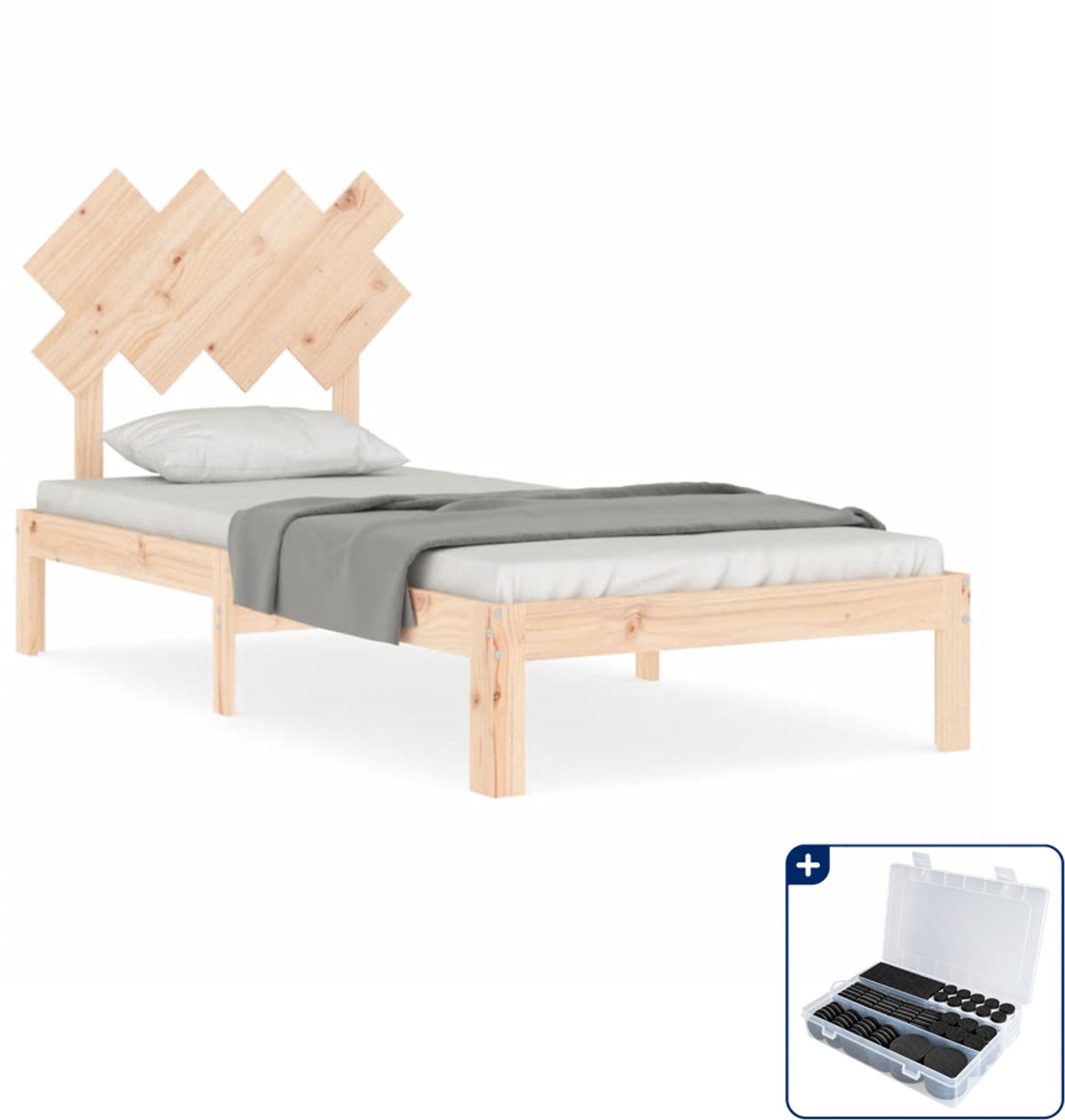 vidaXL bedframe - 90 x 200 cm - massief grenenhout - Inclusief antikrasvilt 177-delig Bruin