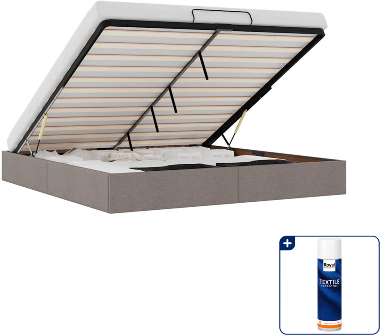 vidaXL bedframe Kingsize - 180 x 200 cm - stof - taupe - Inclusief textielbeschermer 500 ml Blauw