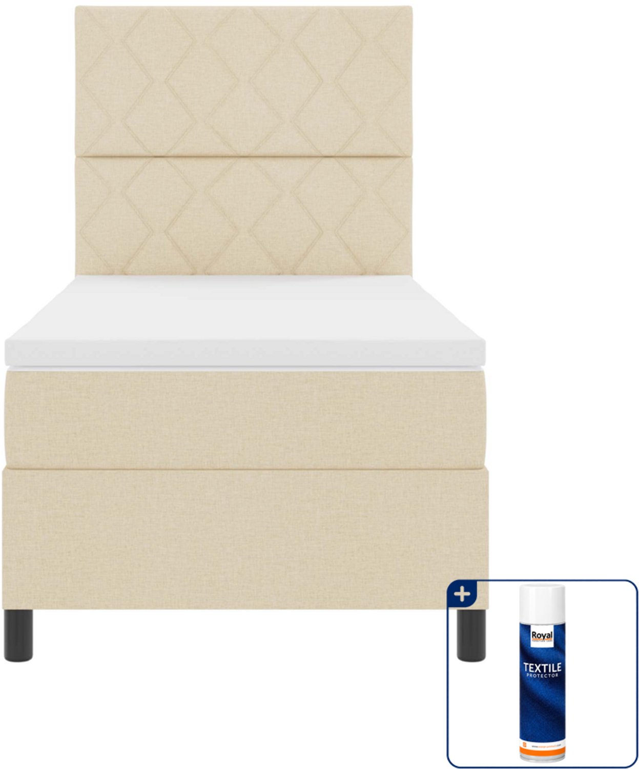 vidaXL boxspringbed - 100 x 200 cm - crème - Inclusief textielbeschermer 500 ml