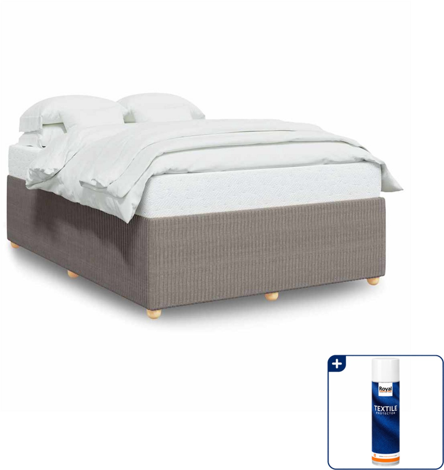 vidaXL bedframe - 140 x 190 cm - stof - taupe - Inclusief textielbeschermer 500 ml