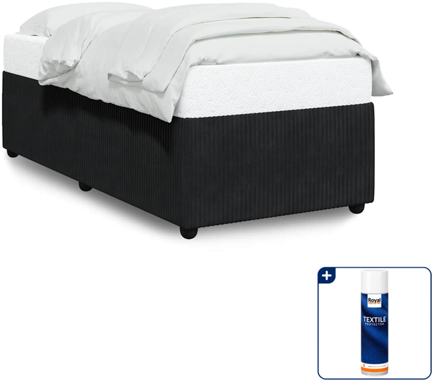 vidaXL bedframe - 90 x 200 cm - fluweel - zwart - Inclusief textielbeschermer 500 ml
