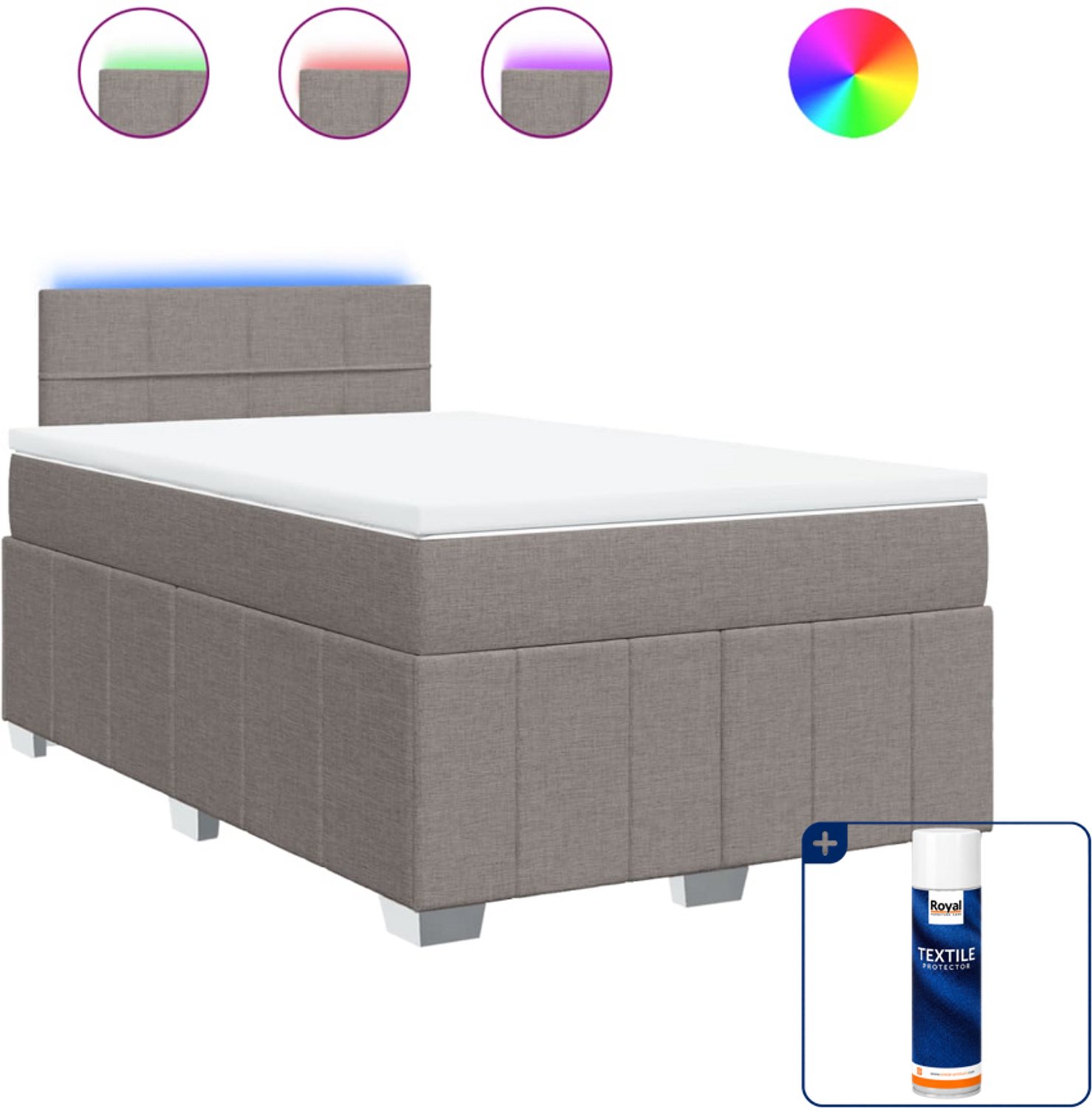 vidaXL boxspring met matras - 120 x 190 cm - stof - taupe - Inclusief textielbeschermer 500 ml