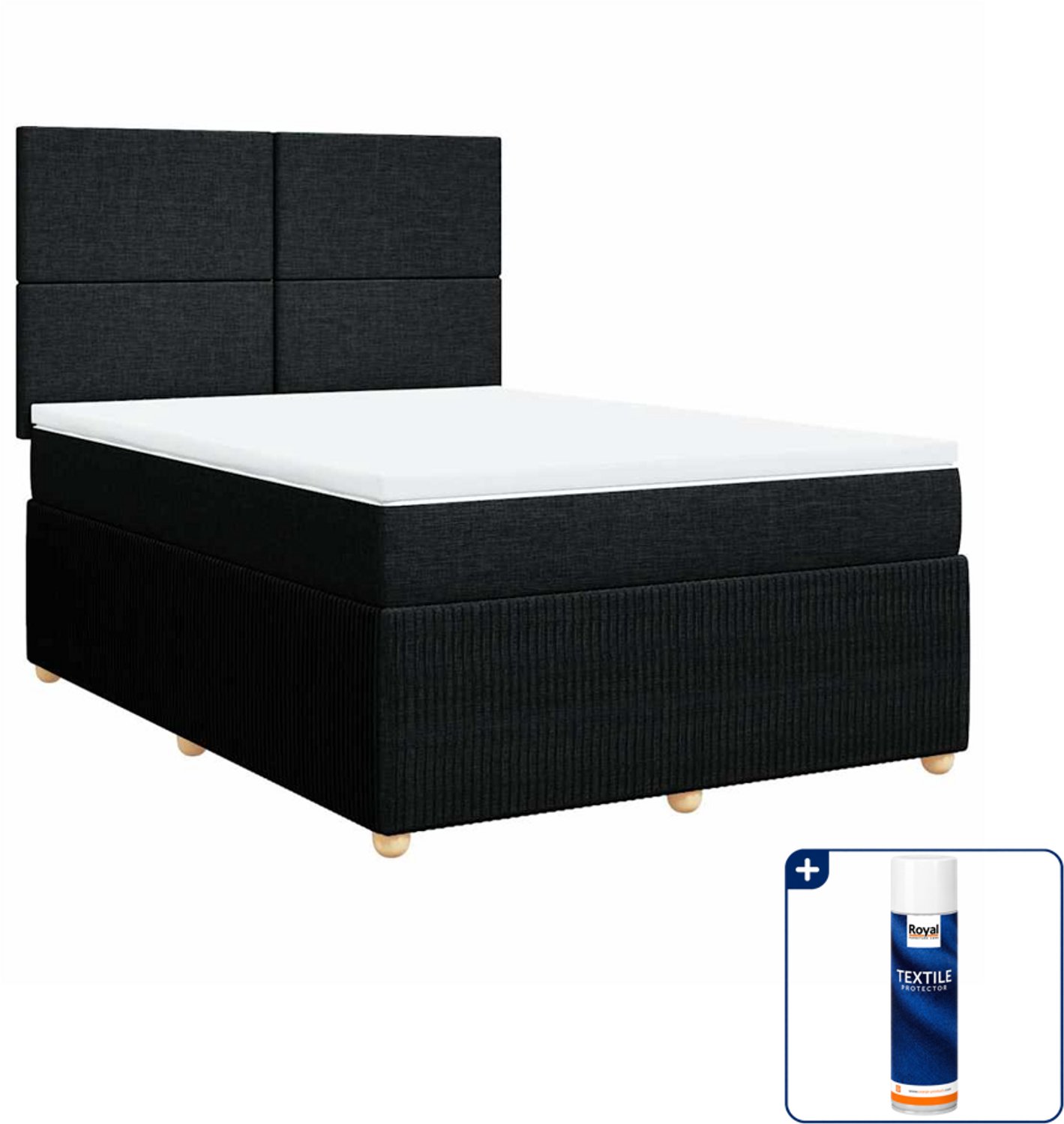 vidaXL boxspring Small double - 140 x 200 cm - zwart - Inclusief textielbeschermer 500 ml