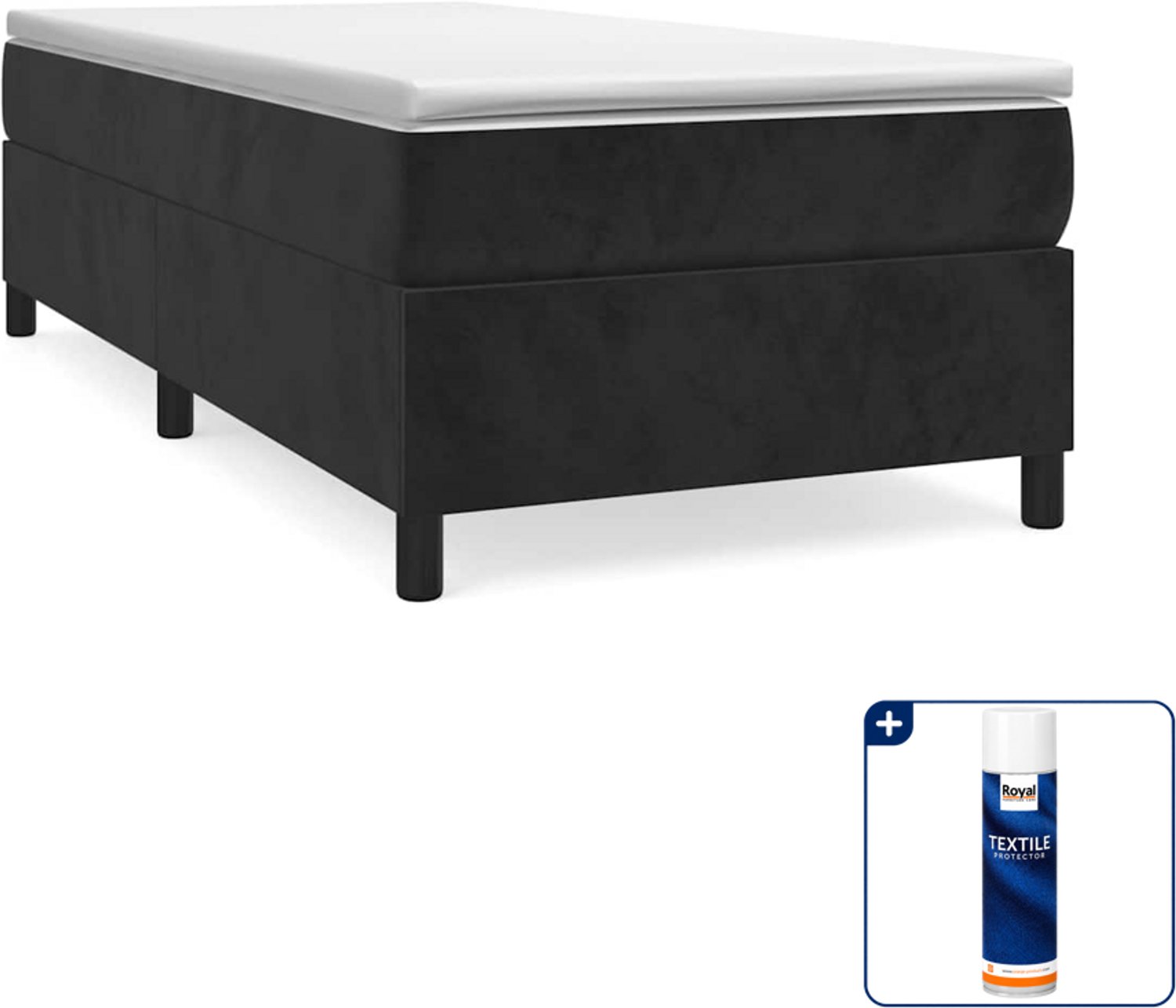 vidaXL boxspring met matras 80 x 200 cm - fluweel - zwart - Inclusief textielbeschermer 500 ml Bruin