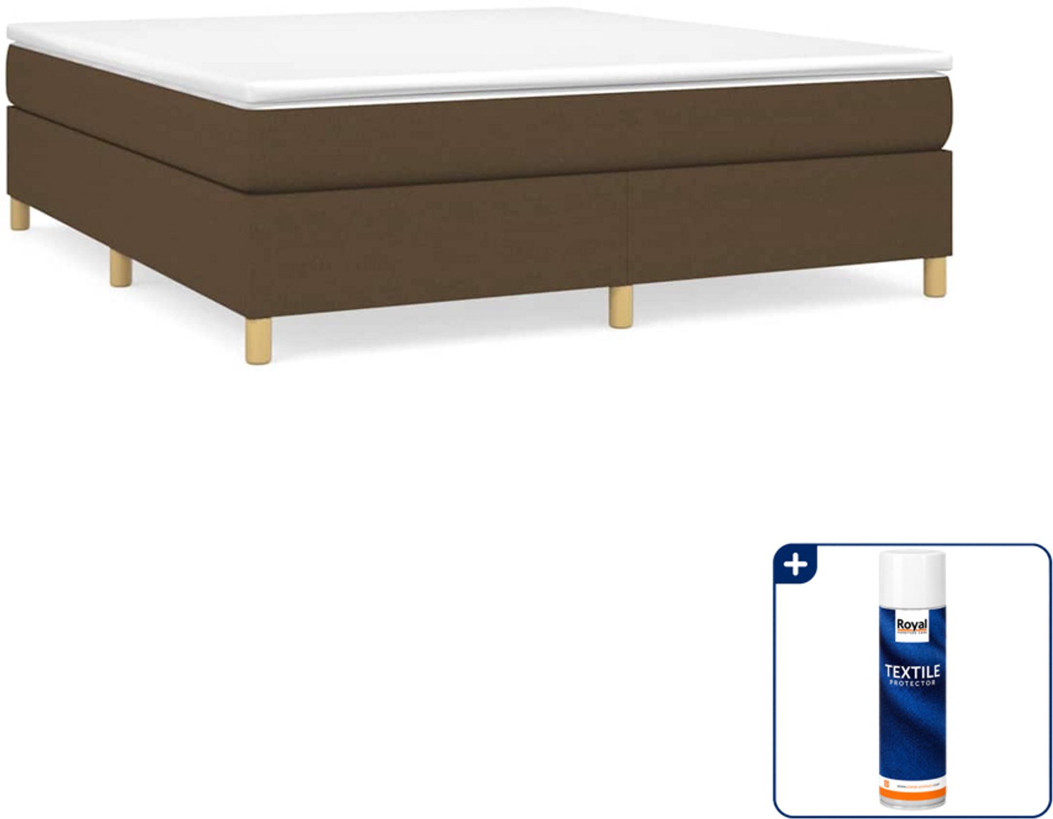 vidaXL boxspring met matras - queensize - donkerbruin - Inclusief textielbeschermer 500 ml