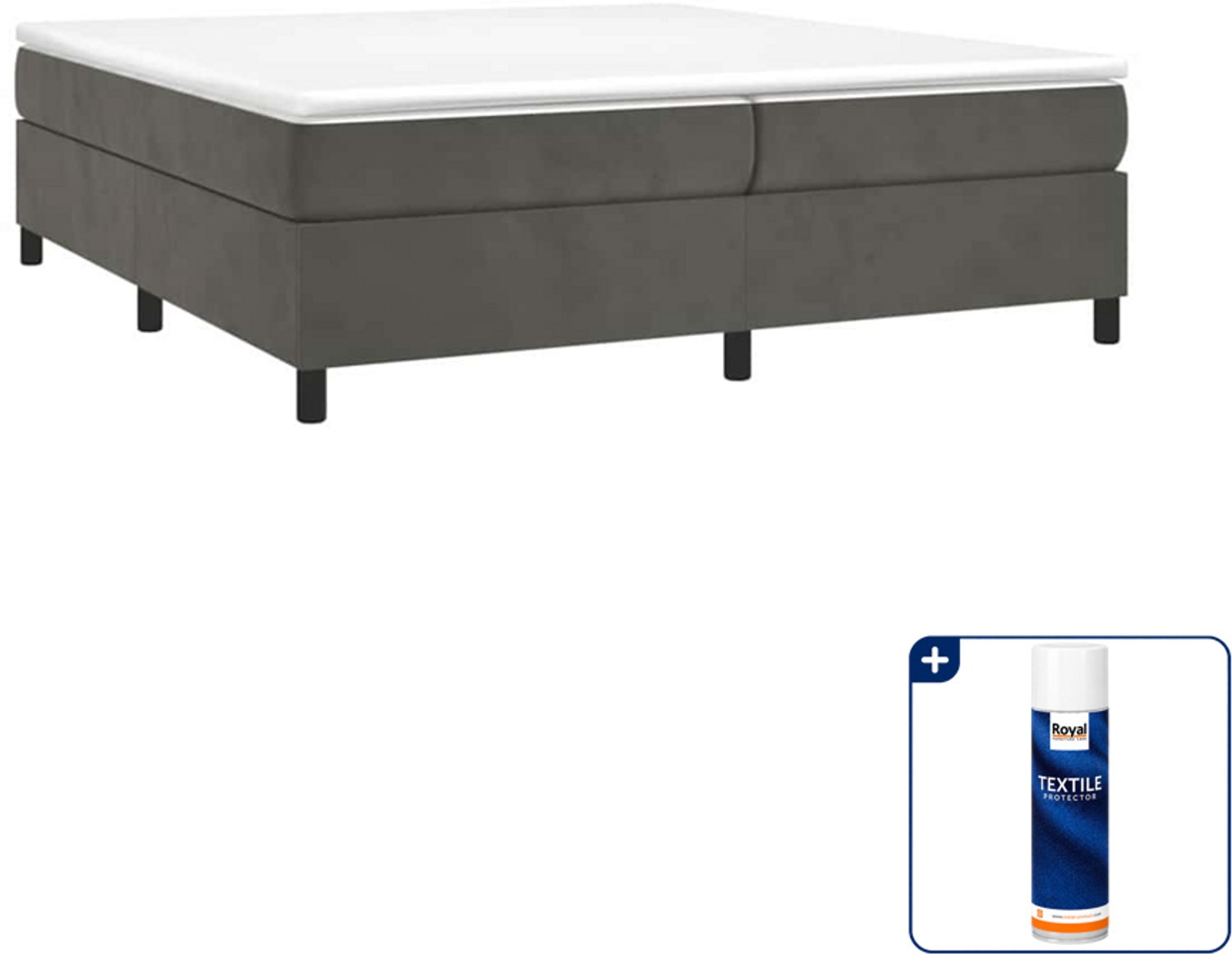 vidaXL Boxspring met matras - Super kingsize - 200 x 200 cm - fluweel - Inclusief textielbeschermer 500 ml Wit