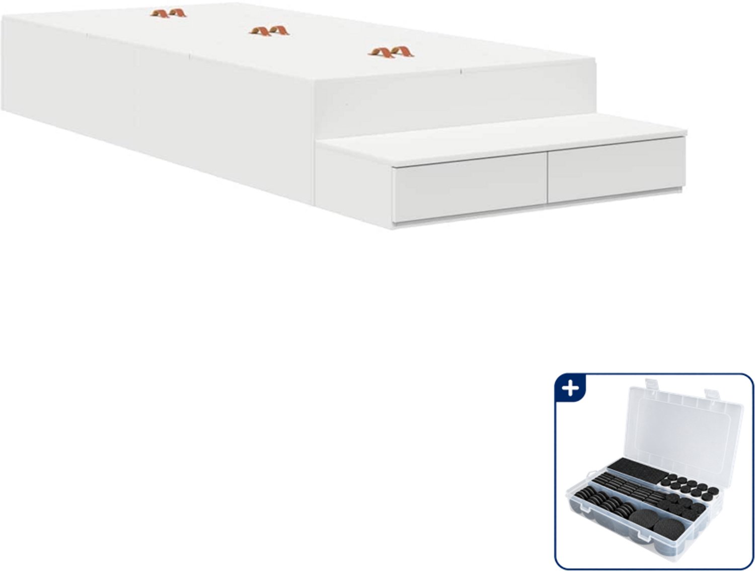 vidaXL opbergbedframe - 90 x 200 cm - wit - Inclusief antikrasvilt 177-delig
