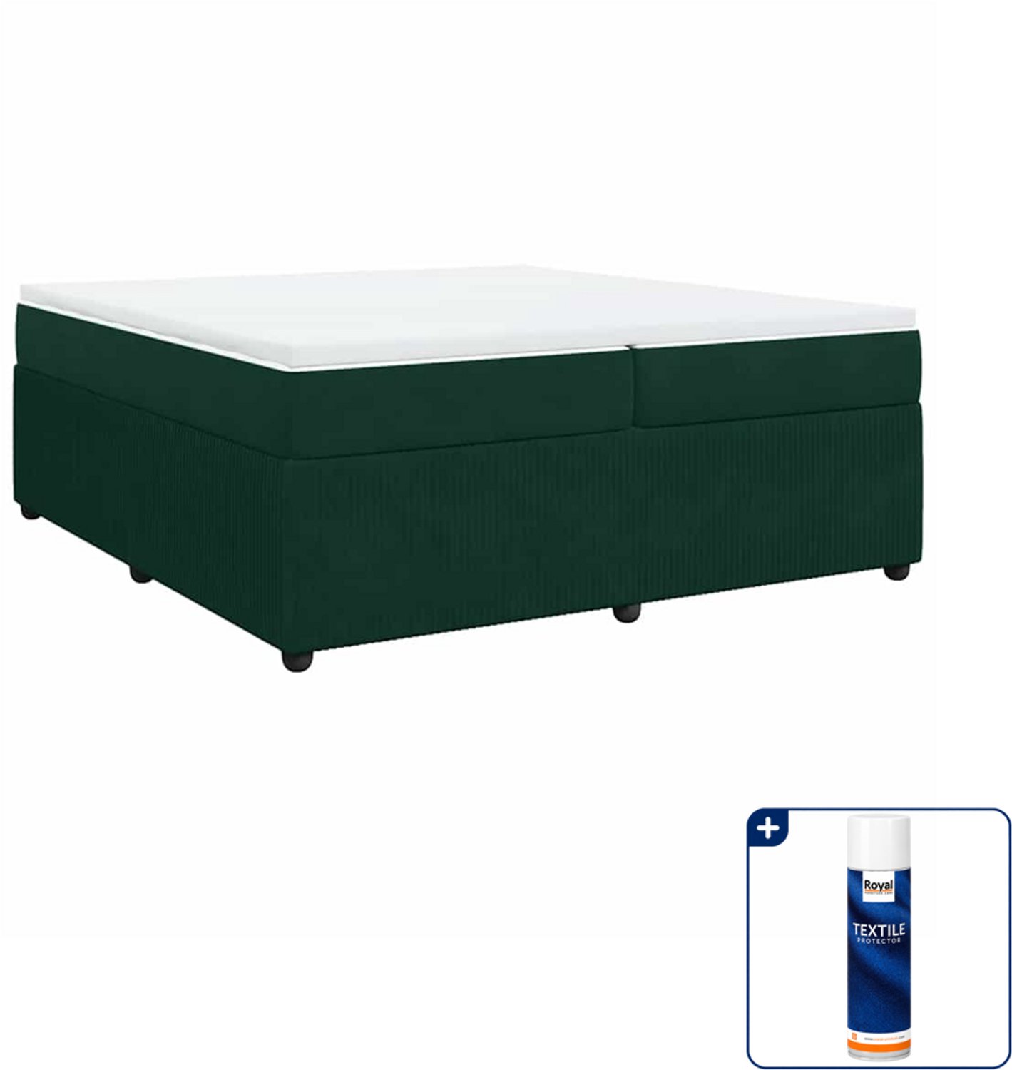 vidaXL Boxspring - Super kingsize - 200 x 200 cm - fluweel - donkergroen - Inclusief textielbeschermer 500 ml