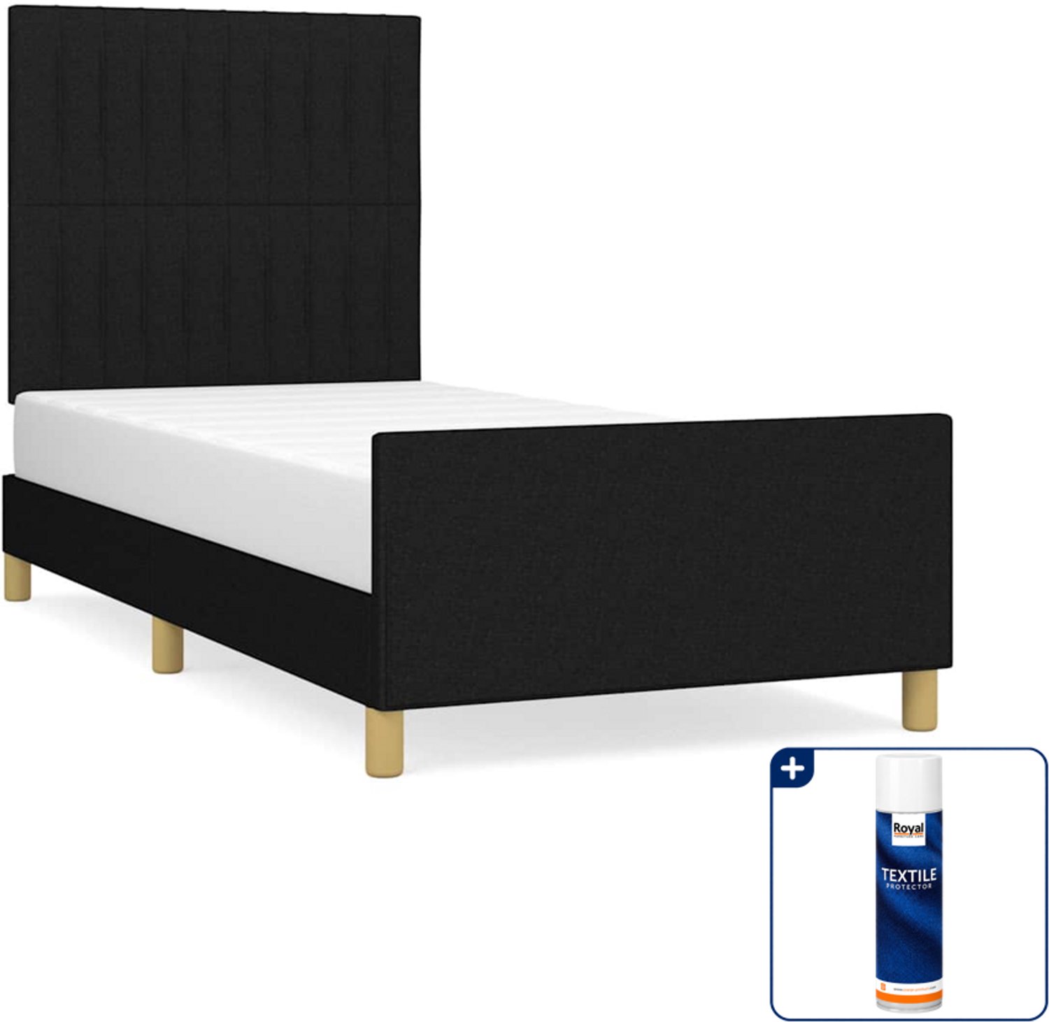 vidaXL bedframe 100 x 200 cm - stof - zwart - Inclusief textielbeschermer 500 ml