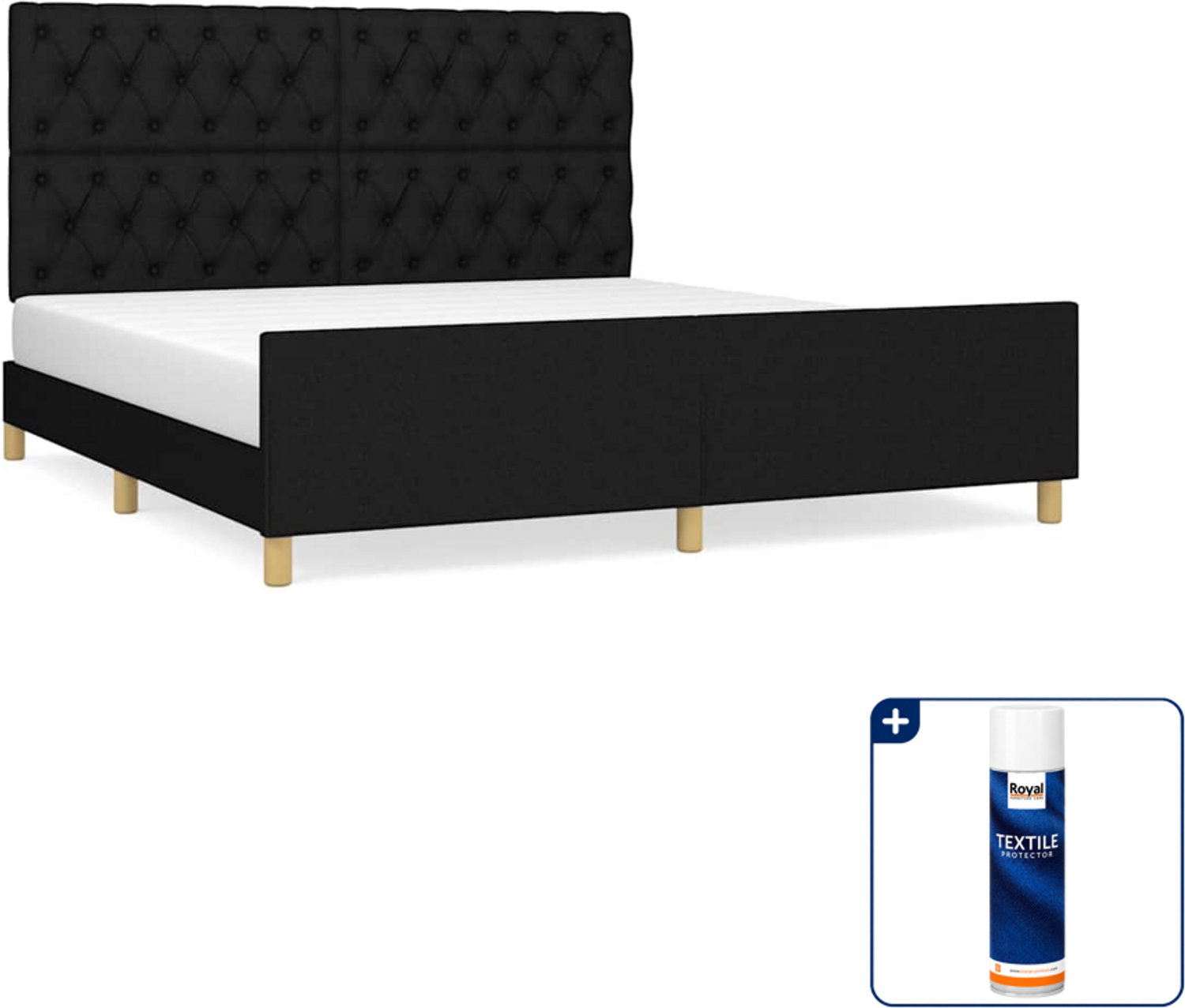 vidaXL bedframe - Queensize - 160 x 200 cm - zwart - Inclusief textielbeschermer 500 ml