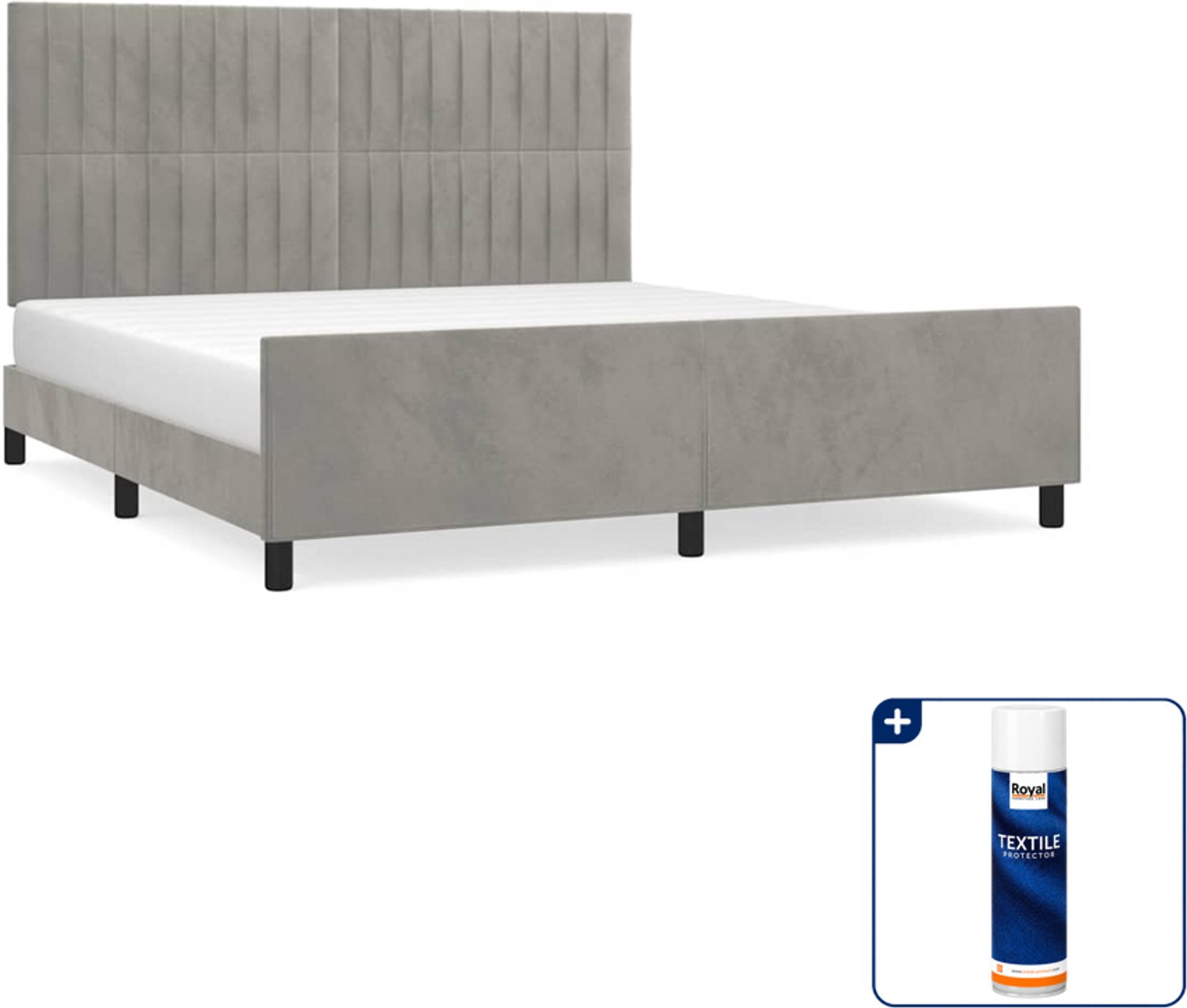 vidaXL bedframe - Kingsize - 180 x 200 cm - lichtgrijs - Inclusief textielbeschermer 500 ml