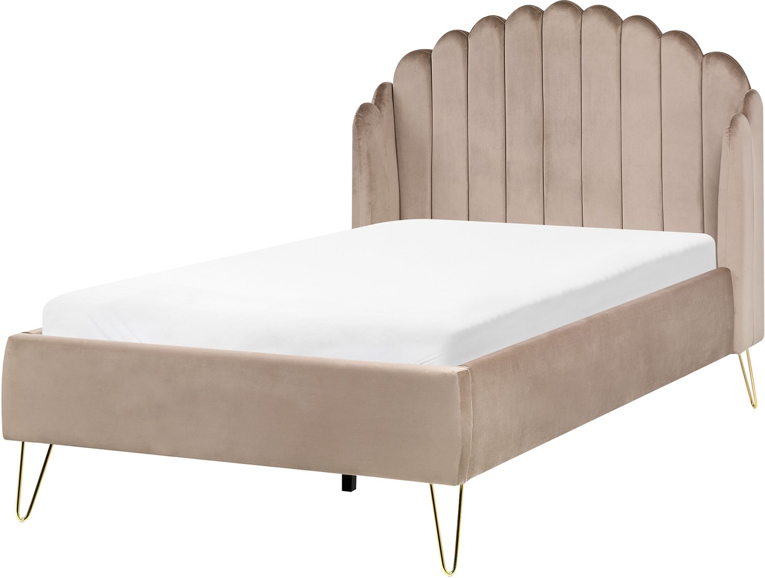 Beliani AMBILLOU - Bed - Taupe - 120 x 200 cm - Fluweel Beige