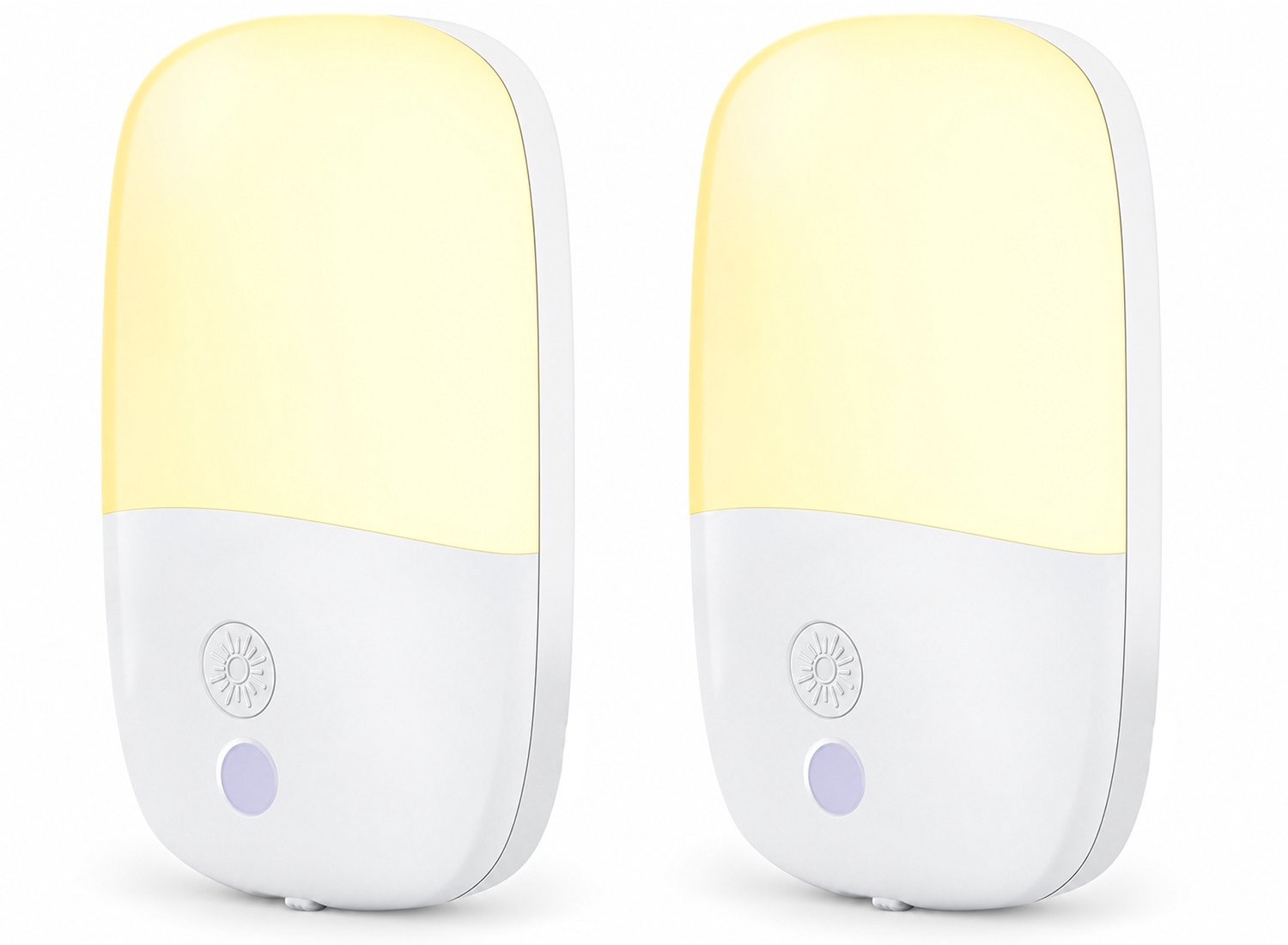 Ulisem Geel Nachtlampje - LED Stopcontact Nachtlamp met 670 nm Rood Licht - Automatische Lichtdimming - 3 Helderheidsstanden en Traploze Dimming - Helderheidsgeheugen - 3 Stuks