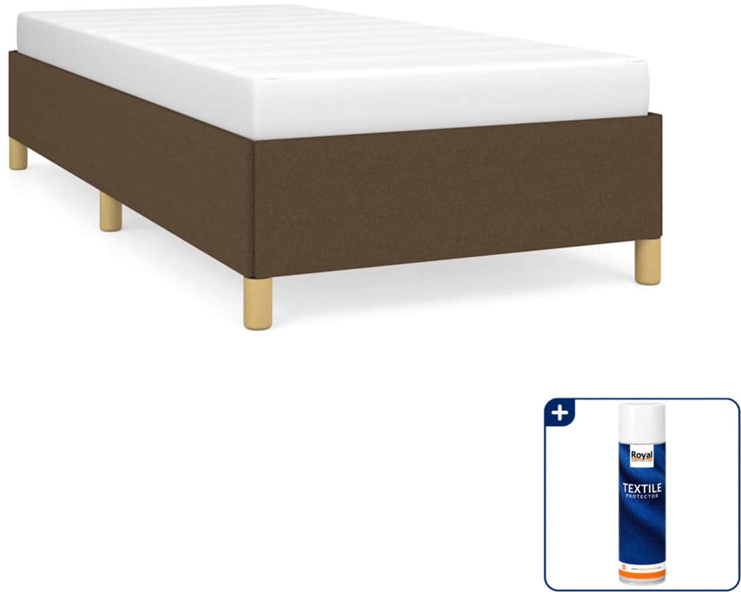 vidaXL Bedframe 90 x 190 cm - stof - donkerbruin - Inclusief textielbeschermer 500 ml
