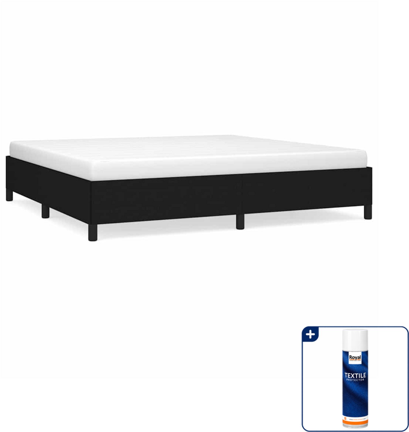 vidaXL Bedframe - 200 x 200 cm - stof - zwart - Inclusief textielbeschermer 500 ml