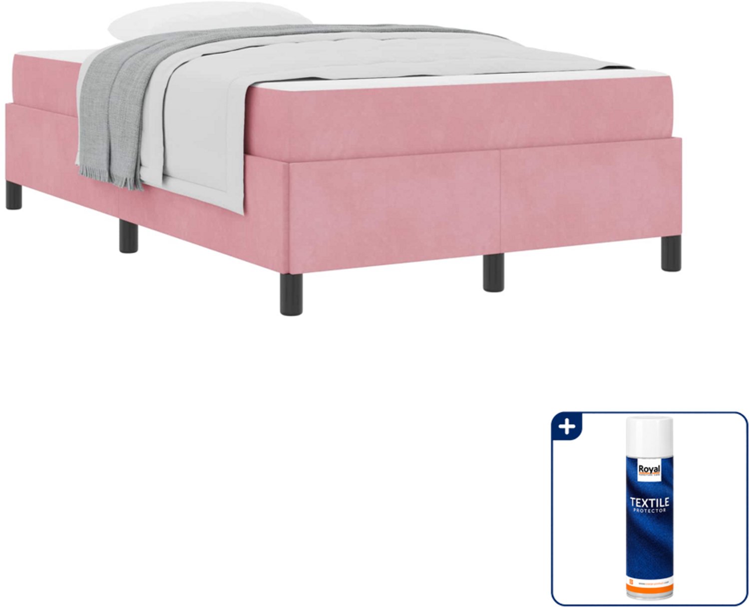 vidaXL bed met matras - 120 x 200 cm - bewerkt hout - roze - Inclusief textielbeschermer 500 ml Bruin