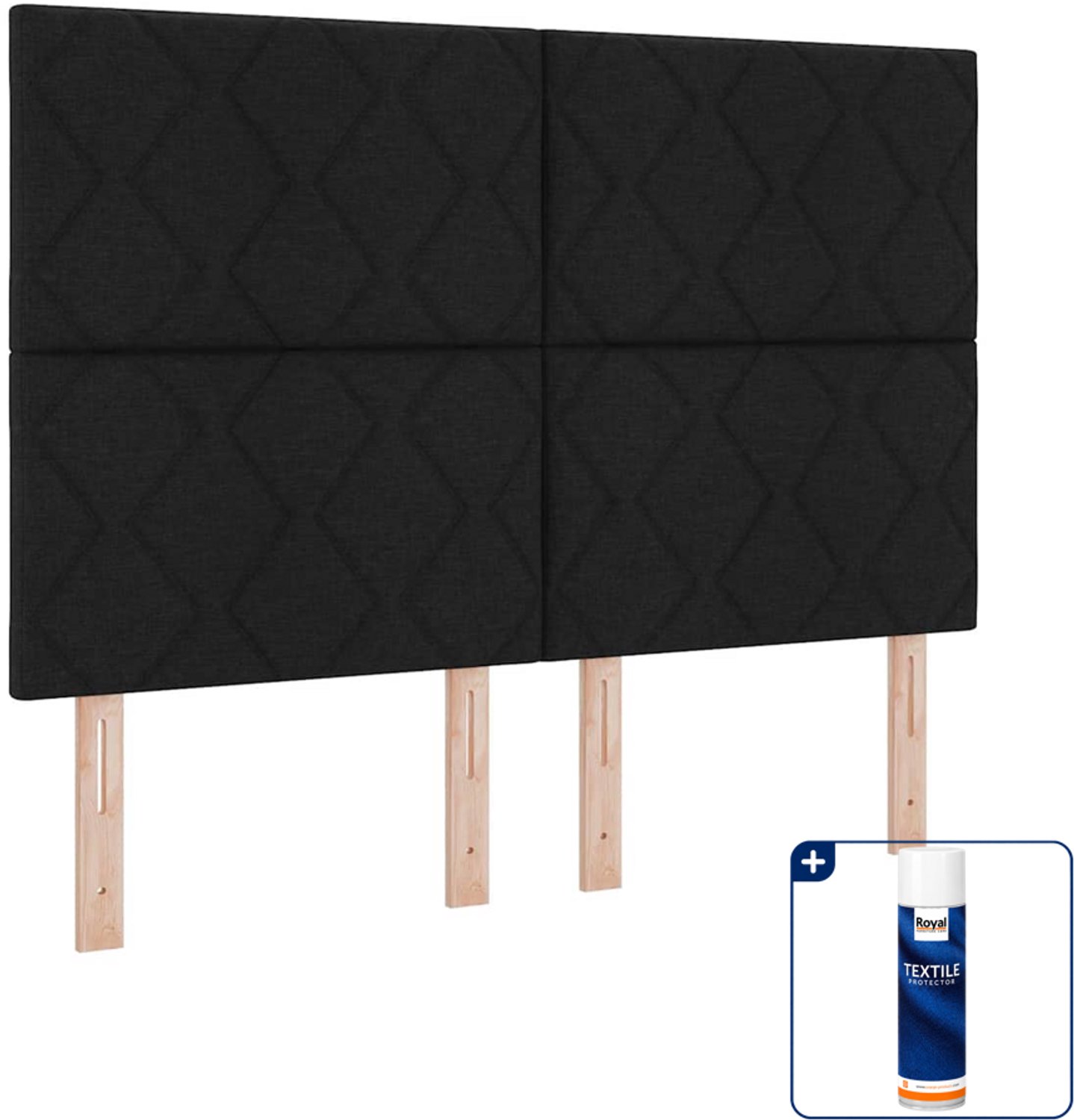 vidaXL Queensize boxspring - 160 x 200 cm - zwart - Inclusief textielbeschermer 500 ml