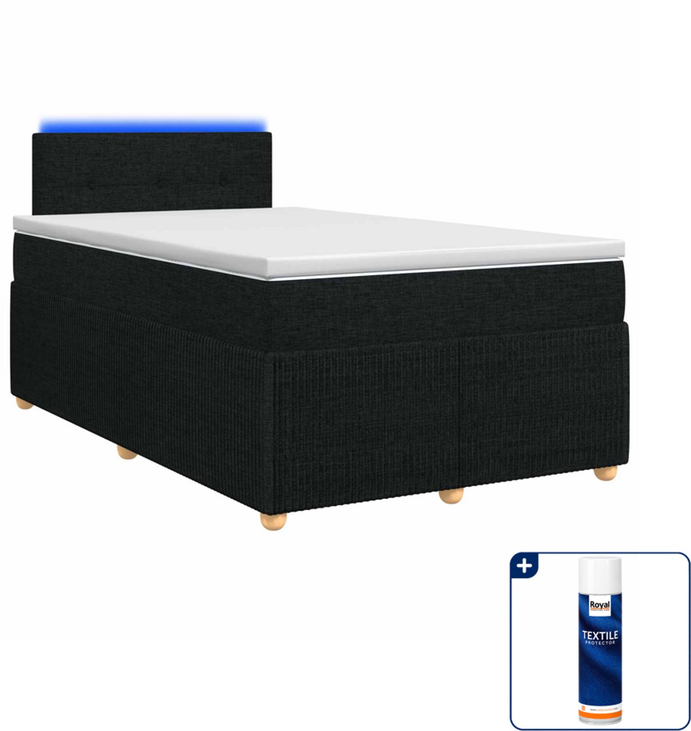 vidaXL boxspringbed met matras - 120 x 190 cm - zwart - Inclusief textielbeschermer 500 ml