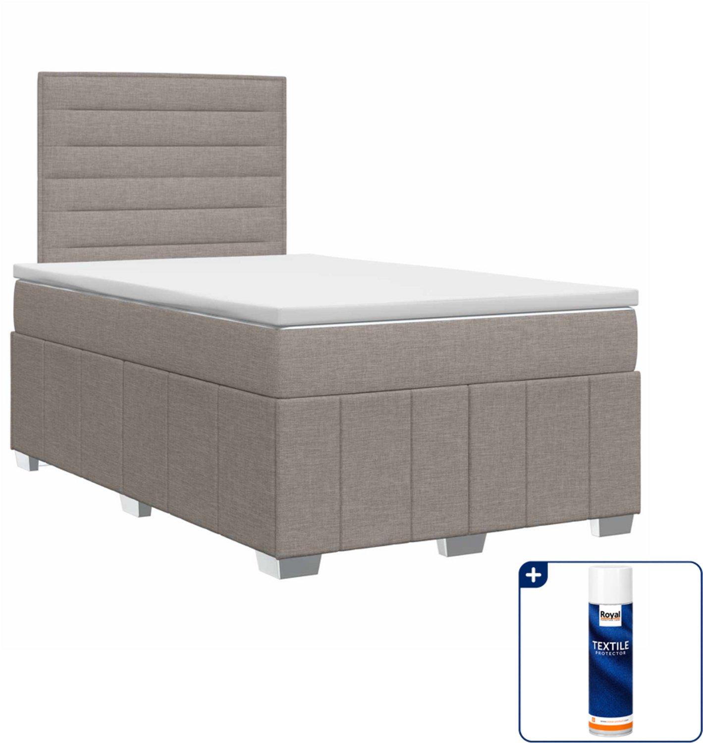 vidaXL boxspringbed met matras 120 x 190 cm - taupe - Inclusief textielbeschermer 500 ml