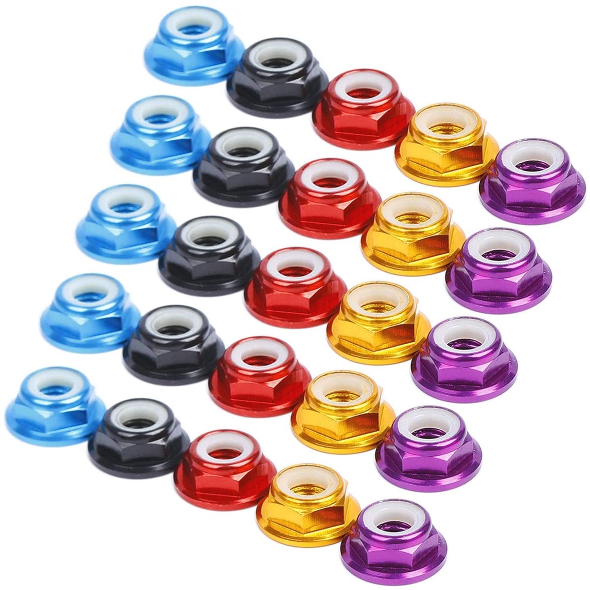 25 Stuks Hexagonale Zelfsluitende M5 Moeren - CNC Aluminium Flens Moeren met Nylon Lock - Duurzame Plug Moeren voor Bevestiging