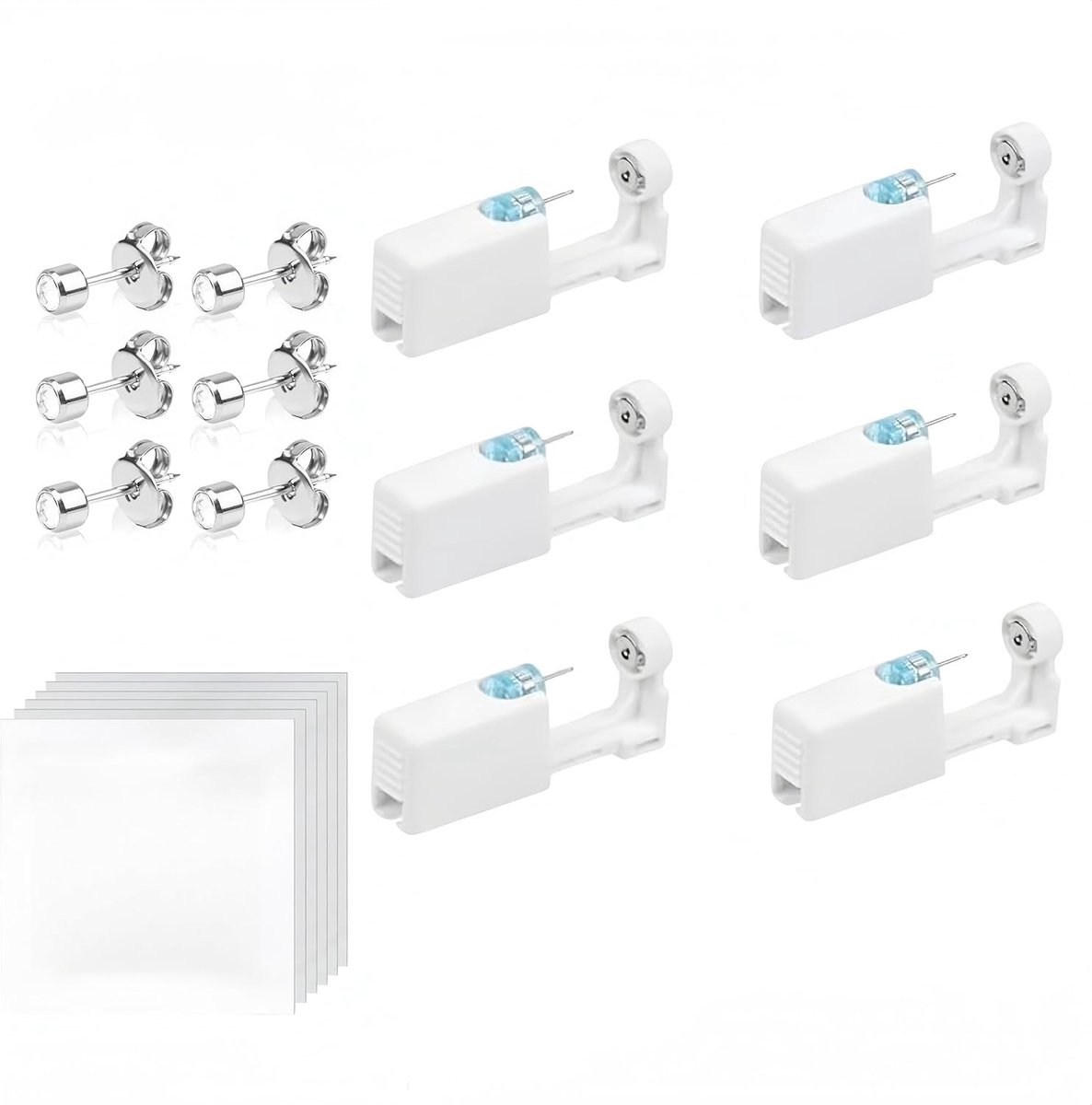 Neusring set - Wit - Wegwerp Oor Piercing Kit - Veilig en Pijnloos - Voor Meisjes, Dames en Heren