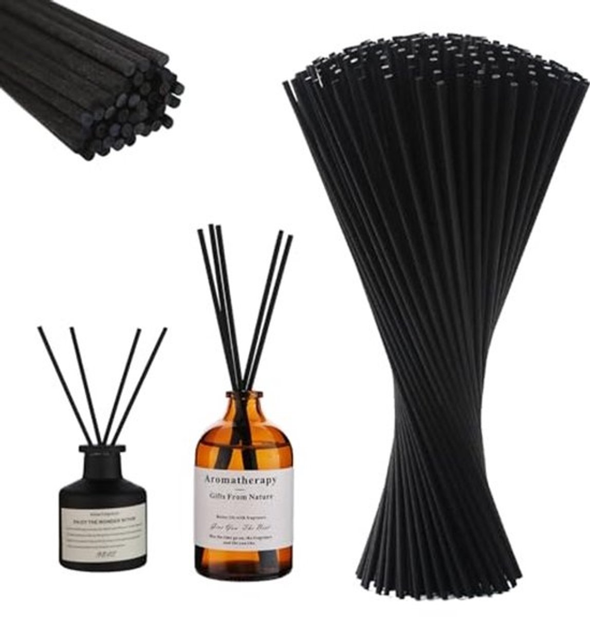 Pack van 60 Zwarte Geurstokjes 30 cm voor Diffuser - Stokjes voor Kamergoud