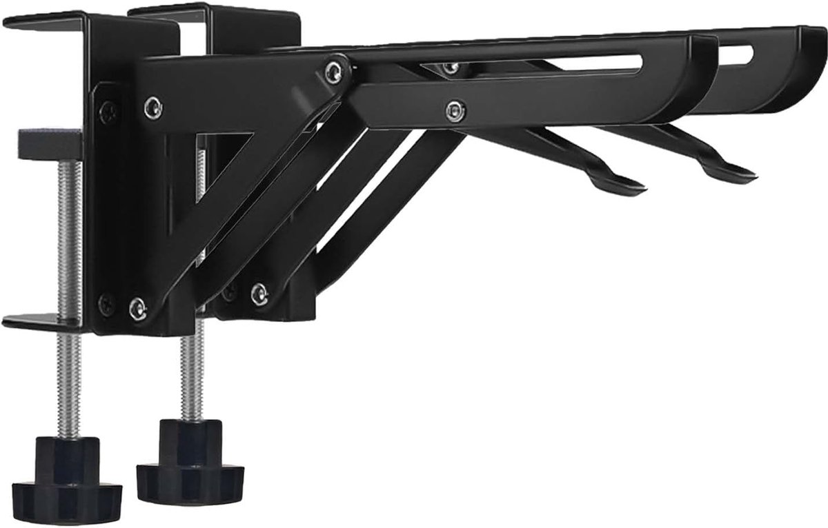 Tafel voor Plaat Vouwen Computer Uitbreiding Bureau Ijzer Houder Ondersteuning Spacer Opvouwbare Beugel Extender Toetsenbord Rack Opvouwbare Plank Beugels met 3 Inch Bureau Klem, Aanrecht