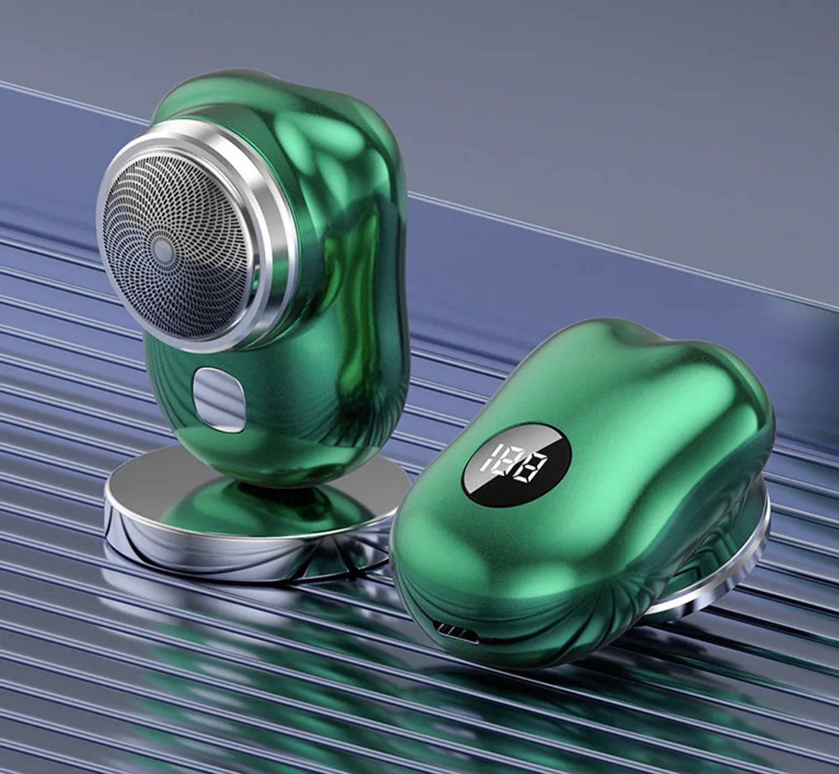 Mini-scheerapparaat, draagbaar elektrisch scheerapparaat met display, elektrisch scheerapparaat voor mannen, lichtgewicht zakscheerapparaat, USB-oplaadbaar, geschikt voor thuis en op reis (groen)