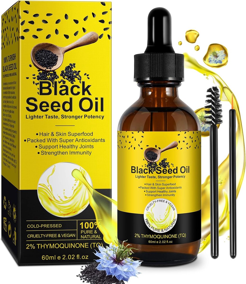Seed Oil Organic Cold Pressed - 100% pure & natuurlijke zwarte komijnolie Biologische koudgeperste zwarte komijnolie ongefilterd voor haar & huid & verzorging, zwarte komijnolie biologisch