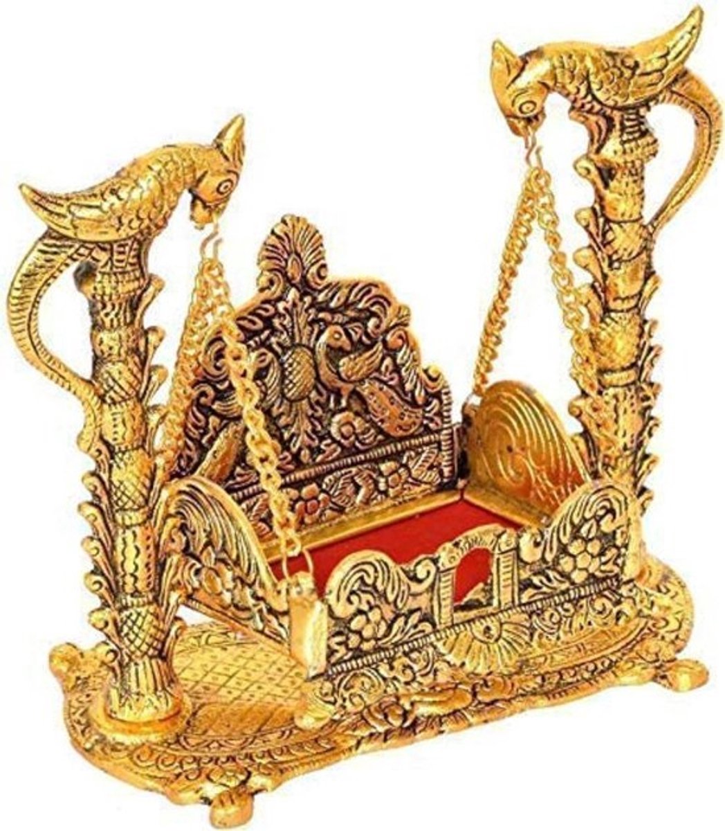 Metalen Schommel (Jhula/Palna) voor Hindoeïstische Goden zoals Krishna en Laddu Gopal