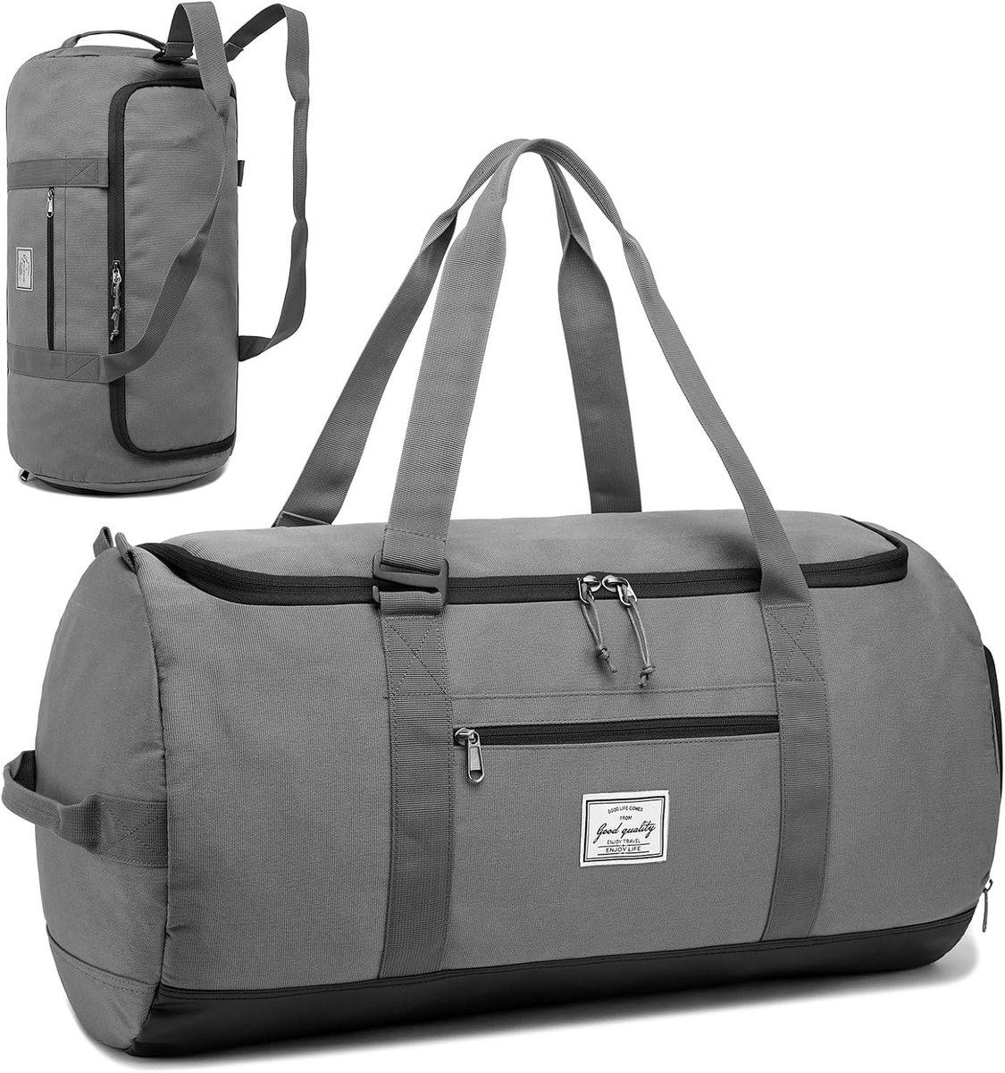 Grote multifunctionele reistas van 60L voor mannen en vrouwen, ideaal voor weekendjes weg, gym en reizen, grijs