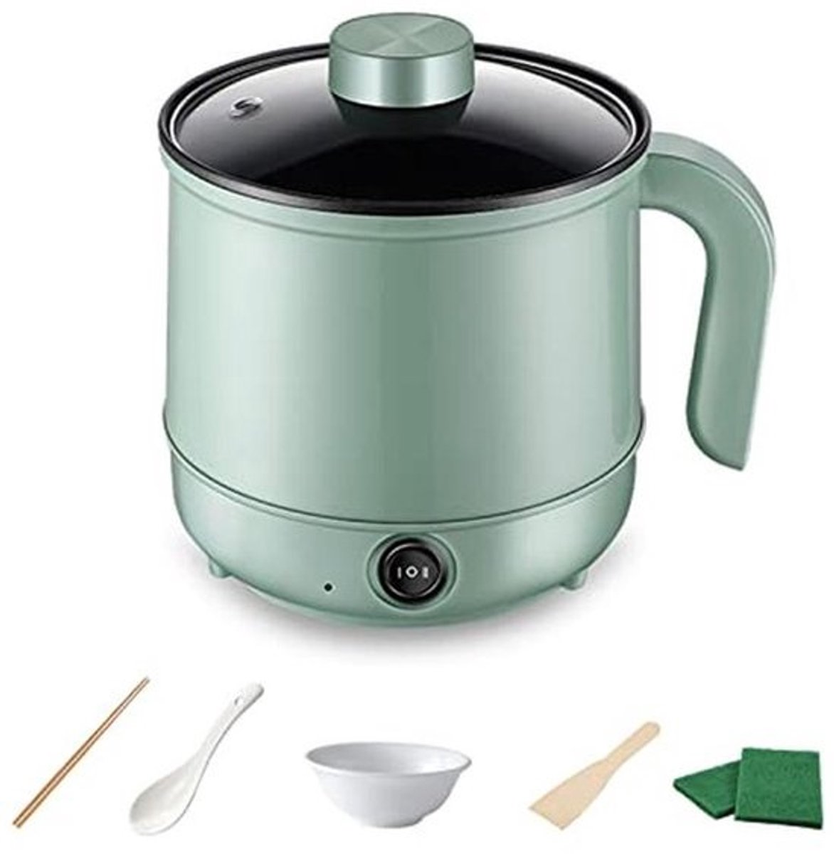 Elektrische Hot Pot - Mini Kookpan - Snelle Maaltijden - Antiaanbaklaag - 1.7 Liter - Smaragdgroen