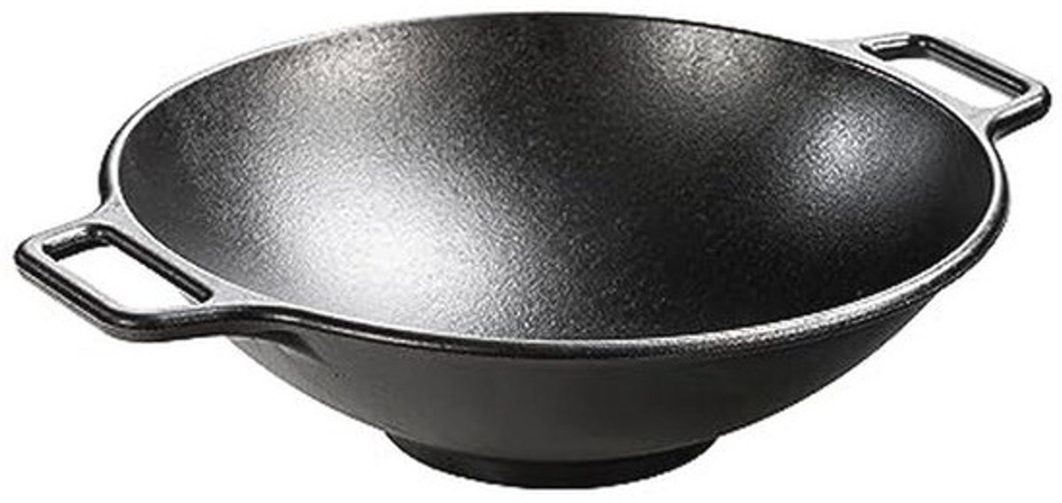 35,56 cm Gietijzeren Wok met Lushandgrepen - Voor Perfecte Roerbakgerechten
