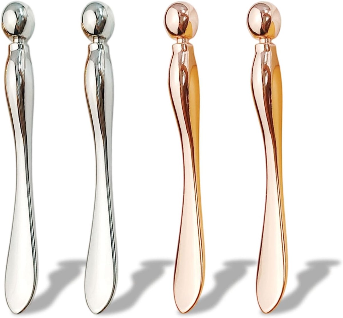 Set van 4 RVS Spatels voor Cosmetica, Ideaal voor Make-up, Vochtinbreng en Schoonheidstoepassingen