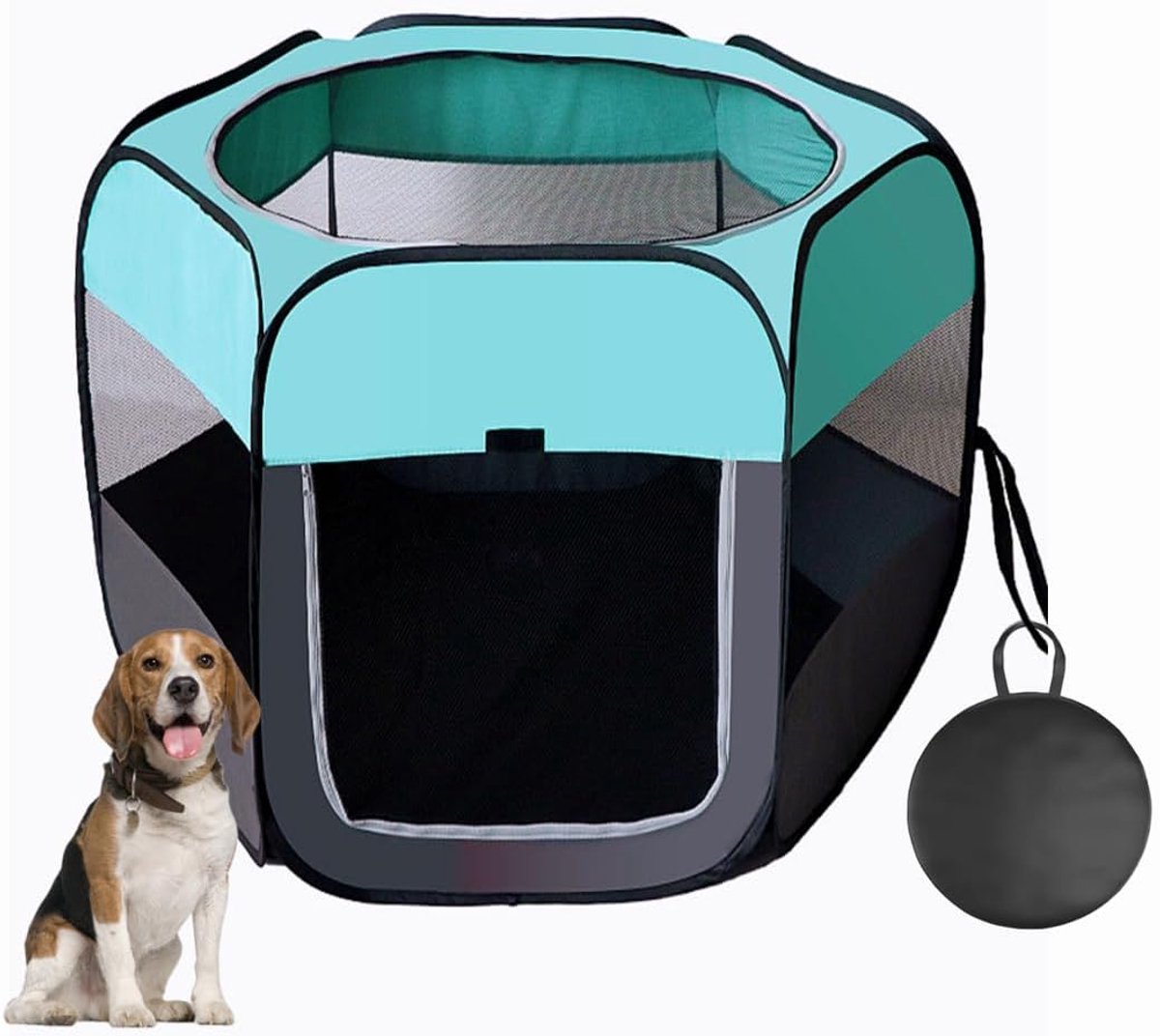 Hondenhek Opvouwbare huisdieren box Leveringskamer Kattenverblijf Kat Zwanger Gesloten Huisdierentent Hondenfokkerij Leveringsbox met draagtas (M, Mint Blauw)