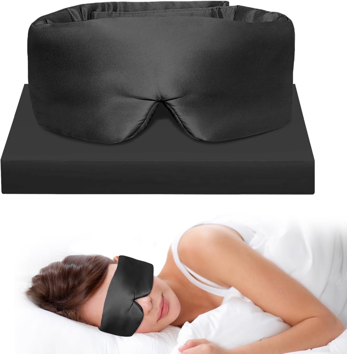 Slaapmasker 100% Moerbeizijde, 3D Oogmasker met Verstelbare Band, Volledig Verduisterend en Ademend, Zacht voor Slapen en Reizen, Unisex, Zwart