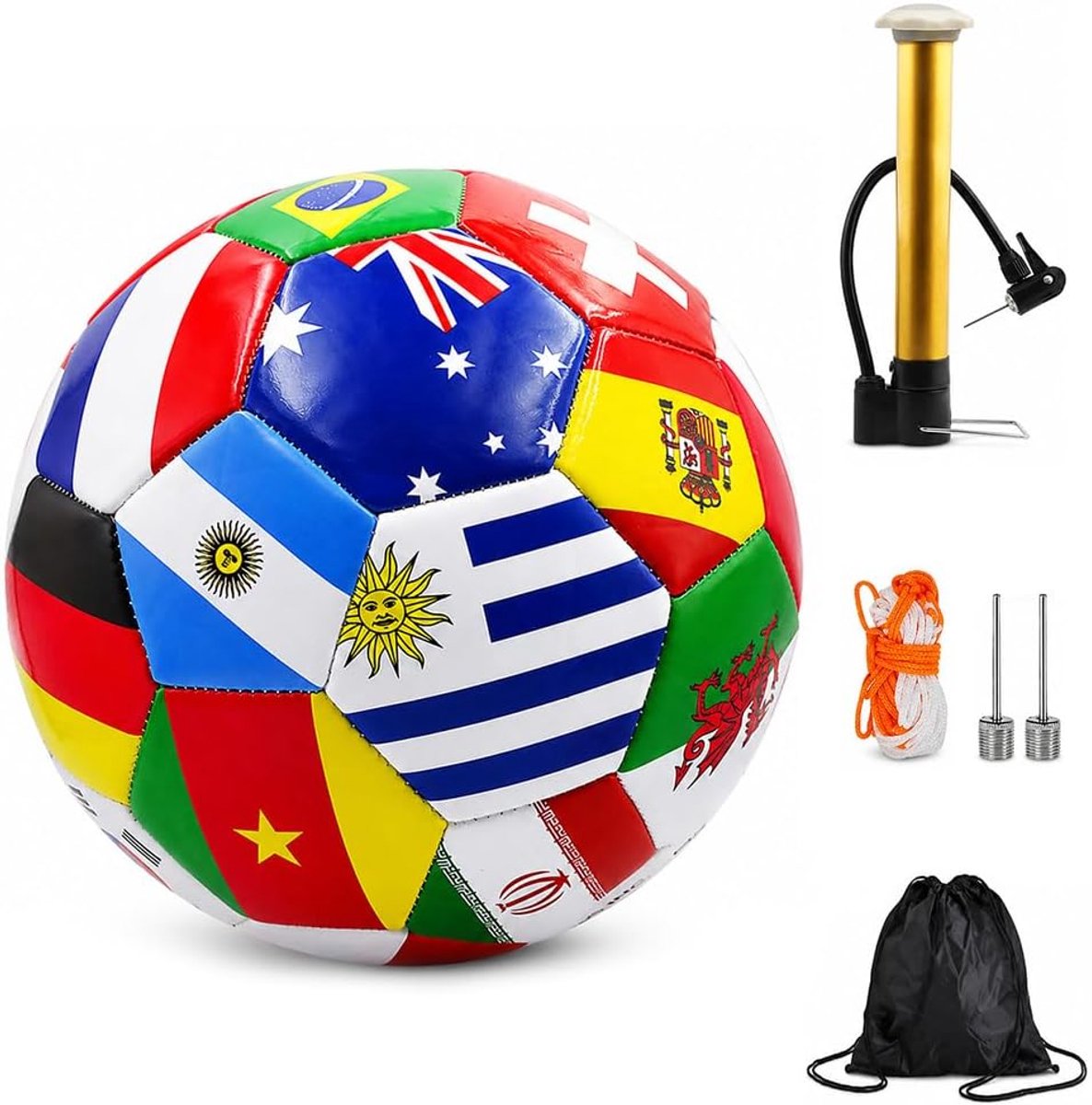 Trainingsballen, met pomp, 2 naalden, net en tas, voor training, wedstrijden, sportevenementen