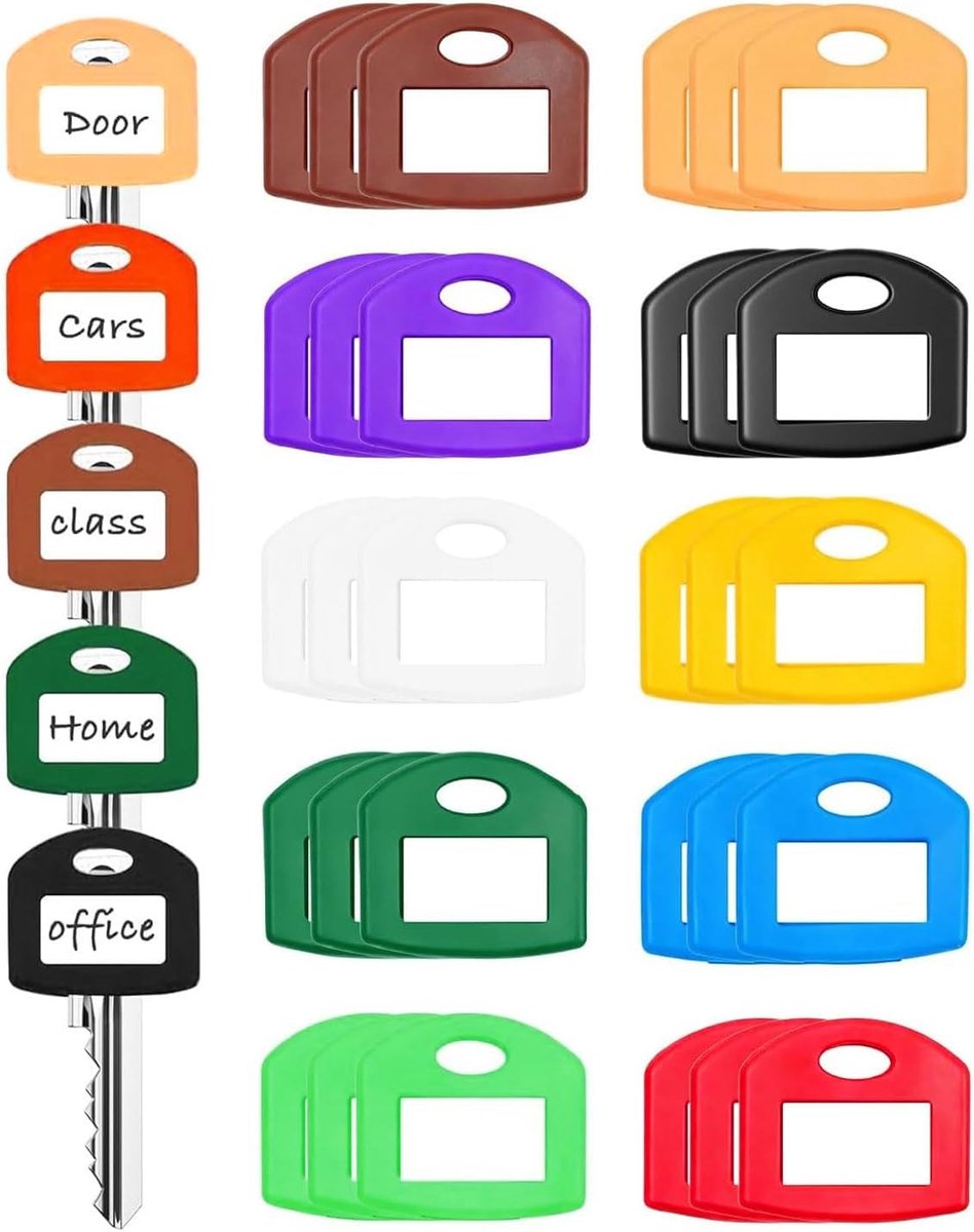 Sleutelkappen 30 stuks met etiket,Zachte rubberen hoesjes voor sleutelmarkering, Sleuteldrager en sleutelkennzeichen, Praktische sleutelorganisator voor huis en auto