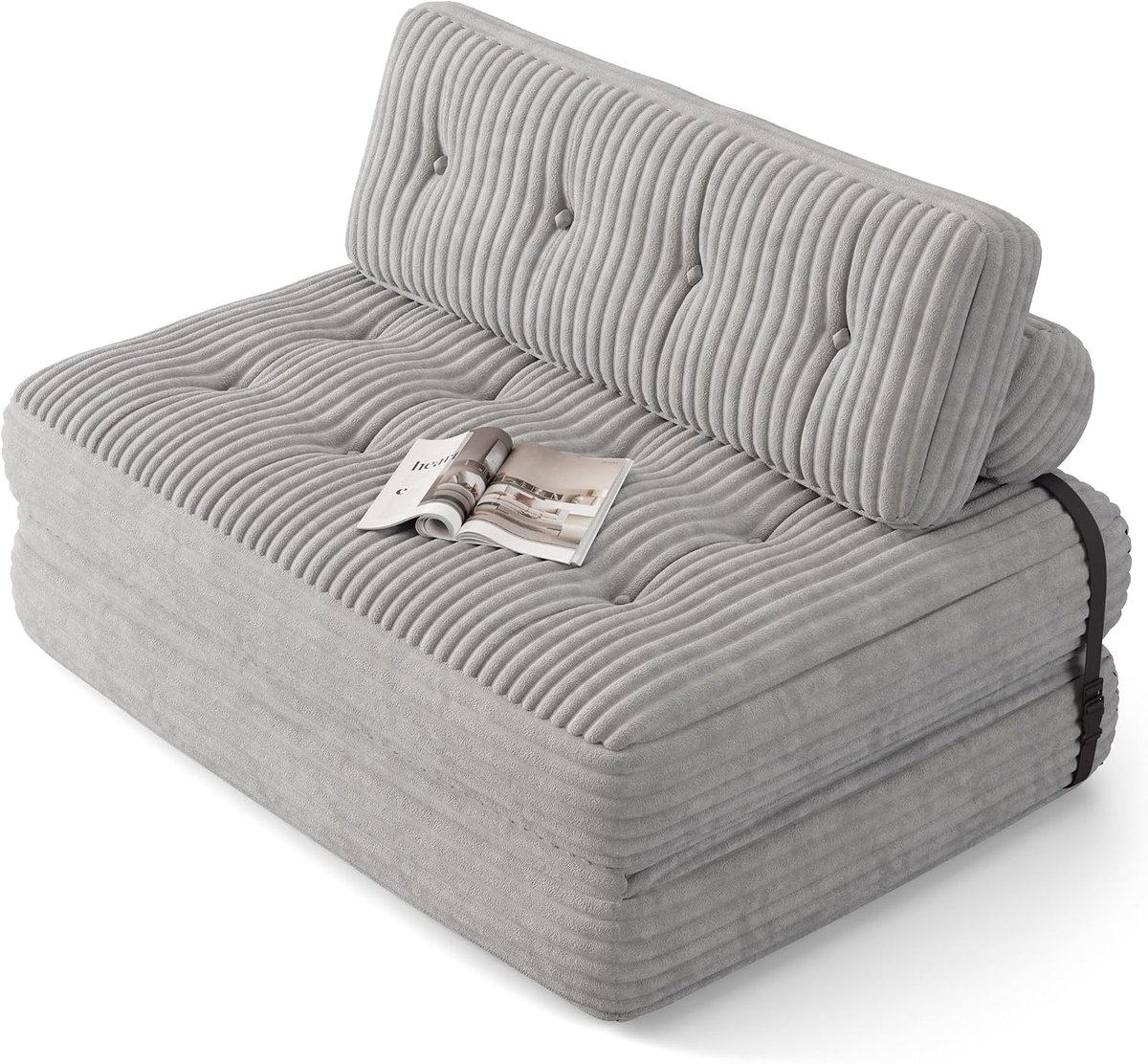 Slaapbank 2-zits, 180 x 130 cm, converteerbare vloerbank, opvouwbare matras van traagschuim, opvouwbaar, slaapkamer, woonkamer, (Wit)