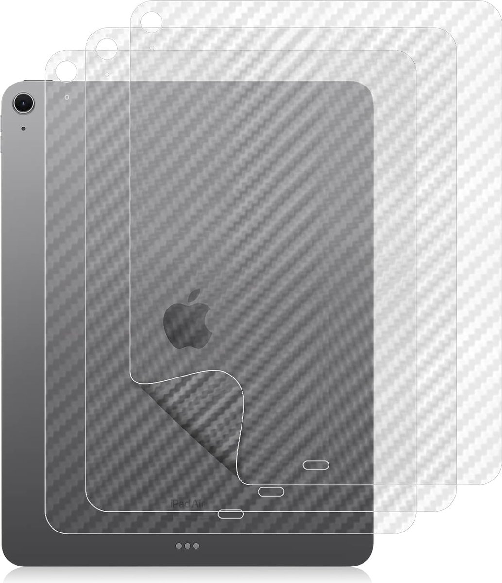 Achterkant voor iPad Air 11 inch M3 2025/M2 2024(A3266/A3267/A2902/A2903), 3-delig, koolstofvezel, ultradun, antislip, zacht, beschermfolie voor iPad Air 11 inch 2025/2024