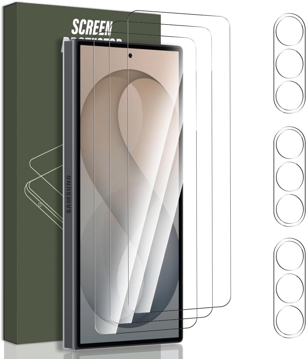 Beschermfolie voor Samsung Galaxy Z Fold 8 Ultra pantserglas [3 stuks] en camerabescherming [3 stuks], 9H/HD displaybescherming/luchtbelvrij, pantserfolie voor Galaxy Z Fold 8 Ultra