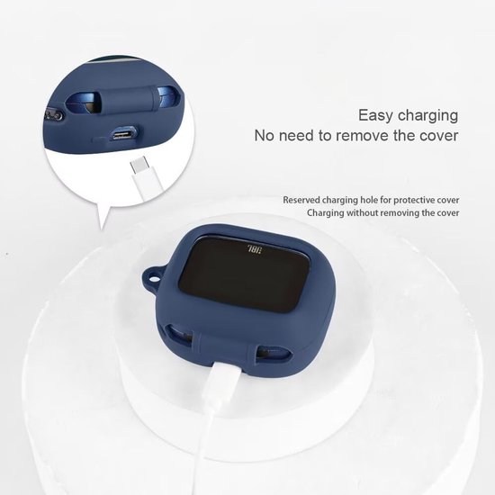 Hoesje compatibel met JBL Live Buds 4, siliconen schokbestendige beschermhoes [LED aan de voorkant zichtbaar]. Zwart — afbeelding 3